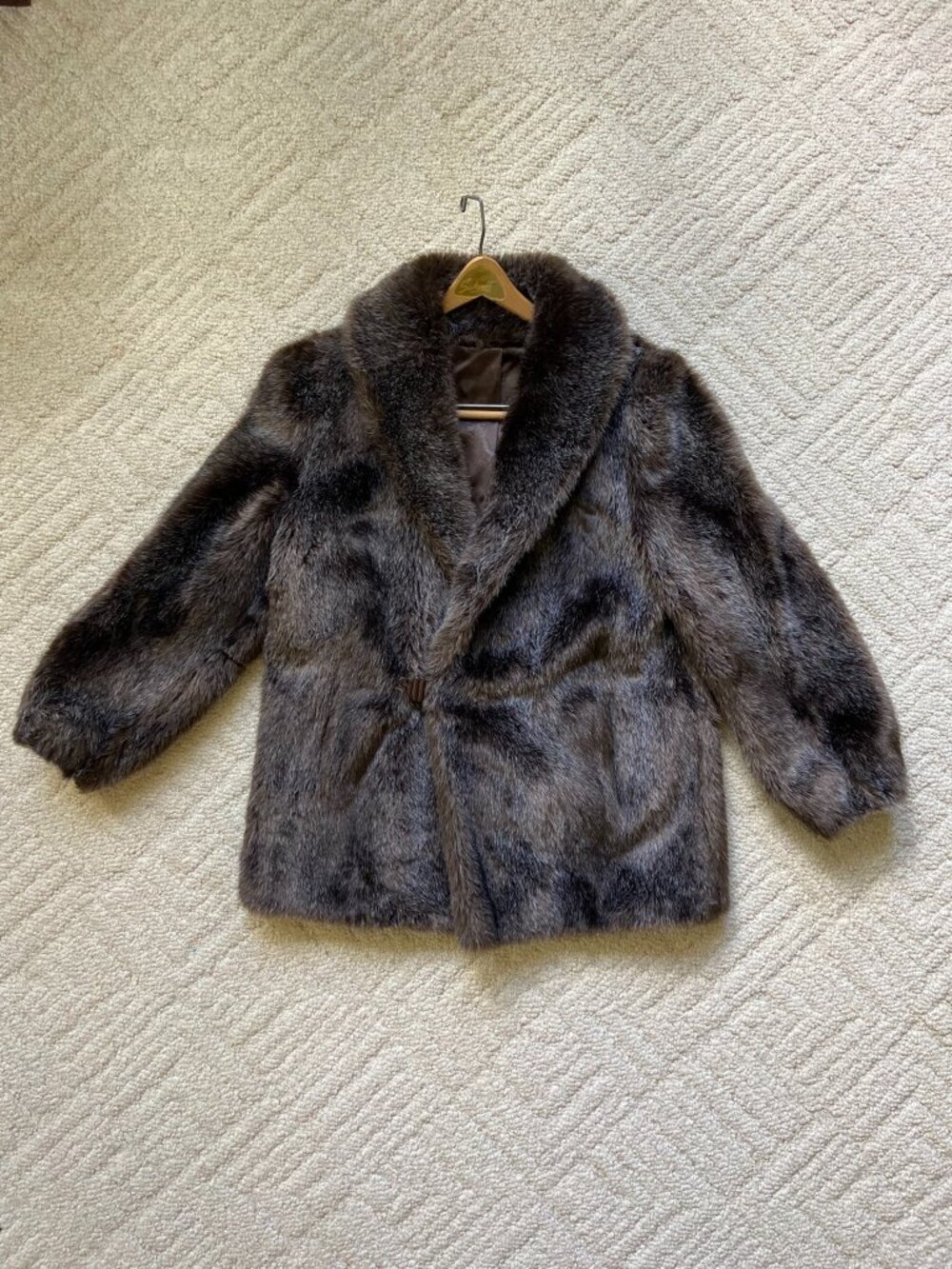 Vintage 60s Hillmoor New York Brown Faux Fur Coat